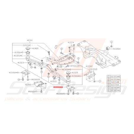 Support de traverse de différentiel arrière Subaru GT 93 -00 WRX / STI 01-07 FORESTER 97-02/05-0742657