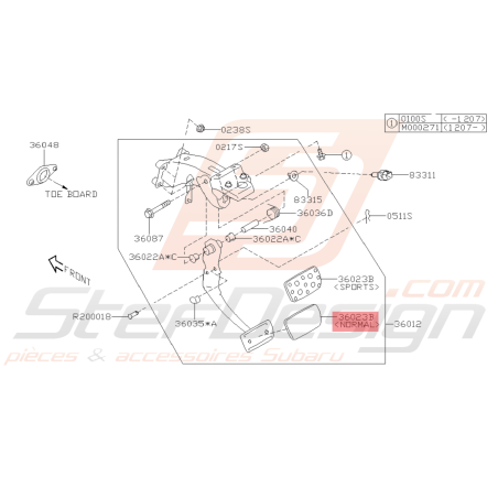 Caoutchouc Pédale De Frein Origine Subaru BRZ Boite Automatique 2013 - 201942665