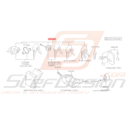Kit de Clé Complet Origine Subaru BRZ 2013 - 201442678