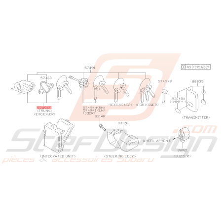 Jeu de clé de Coffre Origine Subaru BRZ 2013 - 201442685