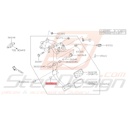 Butée Pédales Origine Subaru BRZ 2013 - 201942688