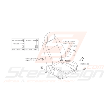 Schéma Visserie Siège Origine Subaru Impreza STI 2002-200542690