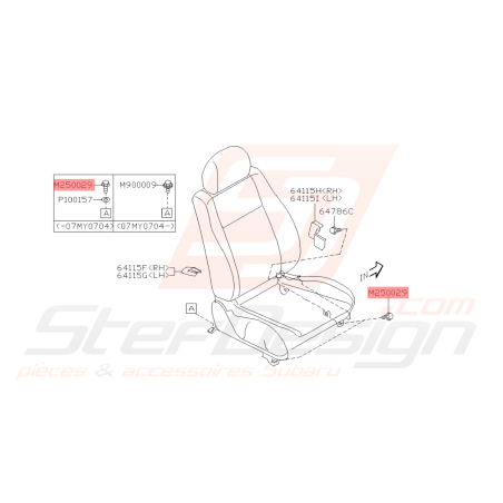 Vis de fixation de rail siège conducteur SUBARU GT 93-00 Forester Turbo 97-02 STI 02-0542692