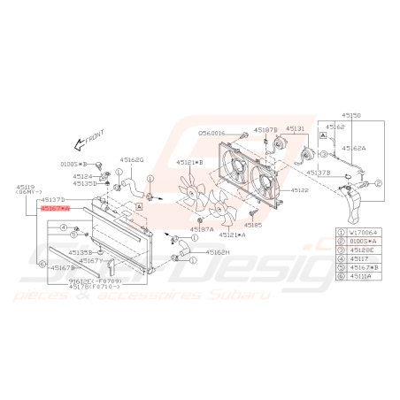 Garniture de Radiateur de clim Origine Subaru WRX 01-03 / 08-10 STI 01-05 / 08-14 Forester 05-0742769