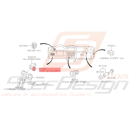 Couvercle Interrupteur Origine Subaru WRX STI 2008 - 2014 BRZ 2013 - 201942890