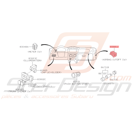 Interrupteur de Blocage d'Airbag Origine Subaru BRZ 2013 - 201642931