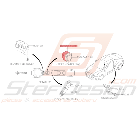 Interrupteur siège chauffant Origine SUBARU GT 93-95 WRX 03-11 STI (Côté Droit) 06-07 / Diesel42946
