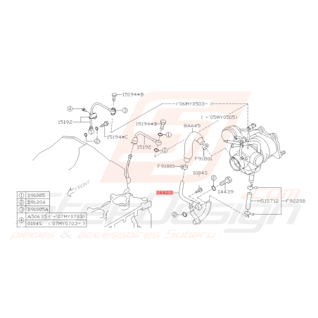 Durite de Turbo Origine Subaru WRX 06-10 STI 06-19 FORESTER 05-0742958