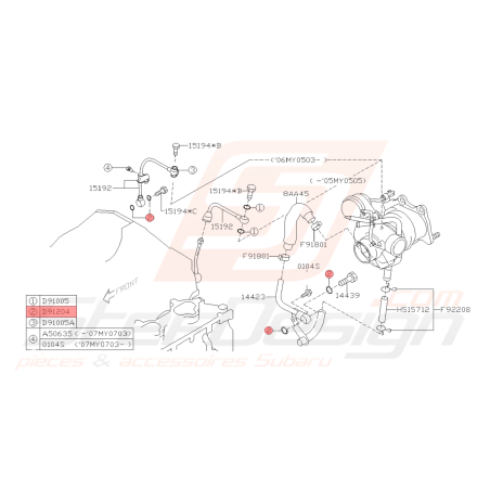 Rondelle Cuivre Vis d'arrivée turbo et Sonde de température Origine Subaru42966