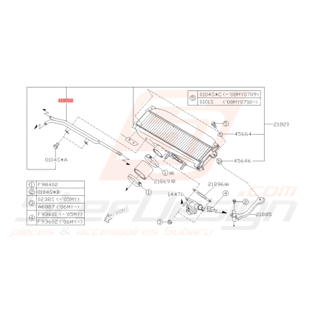 Conduit échangeur Origine Subaru WRX 06-07 FORESTER 05-0743048