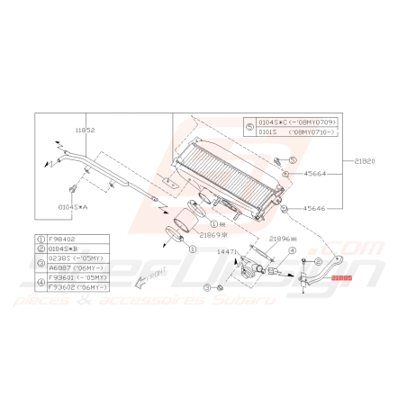 Patte de fixation gauche d'échangeur Subaru WRX 01-10 STI 01-19 FORESTER 05-0743052