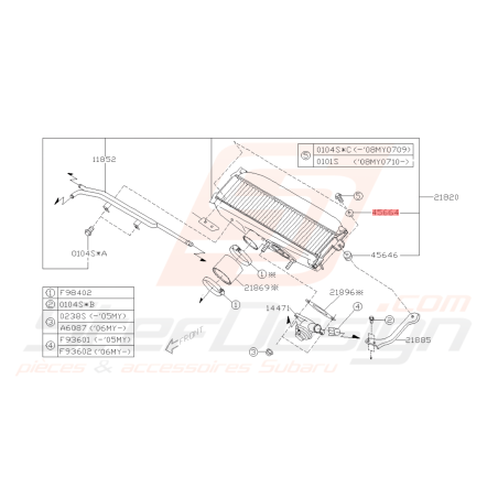 Entretoise de vis d'échangeur Origine Subaru GT WRX STI XV LEVORG FORESTER43056