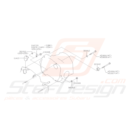 Schéma Cache Boulon Origine Subaru FORESTER Turbo 05-0743106