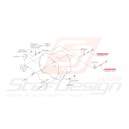 Vis de fixation de boite 10 cm Origine Subaru GT 93-00 WRX STI 01-14 FORESTER 05-98/02 - 05/0743110