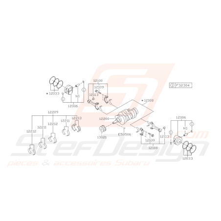 Schéma Pistons et Vilebrequin Origine Subaru FORESTER Turbo 05-0743143
