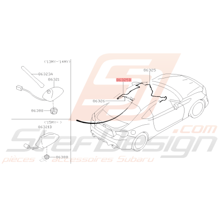 Cable d'Antenne pour Radio Origine Subaru BRZ 2013 - 201743169