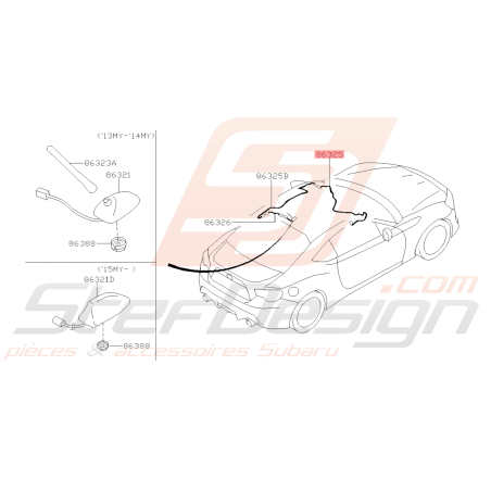 Cable d'Antenne pour Radio Origine Subaru BRZ 2013 - 201743171