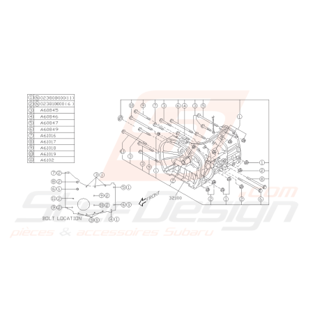 Schéma Carter Boite Vitesse Origine Subaru FORESTER Turbo 05-0743232