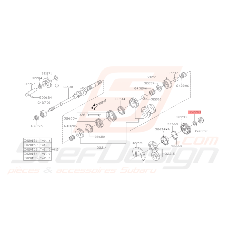 Rondelle de blocage arbre primaire Subaru GT 93-00 WRX 01-07 FORESTER 02 ET 05-0743314