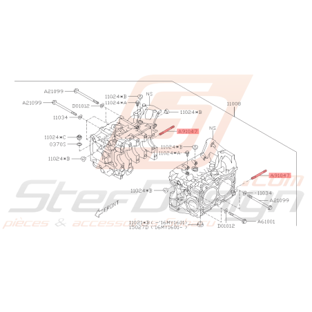 Goujon de centrage boite de vitesse Subaru GT 93-00 WRX STI 01-1943419