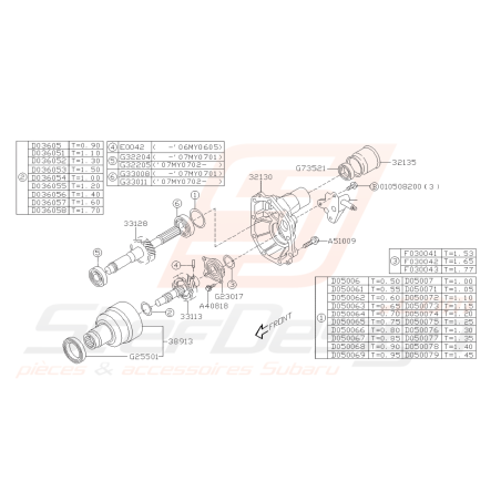 Schéma Extension Boite Origine Subaru FORESTER Turbo 05-0743442