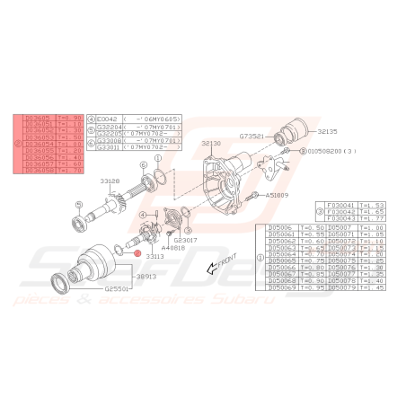 Cale différentiel central boite de vitesse GT WRX 01-10 FORESTER 05-0743452