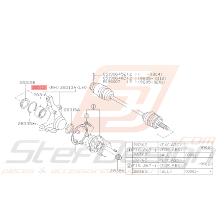 Porte moyeux avant adaptable Subaru GT WRX STI FORESTER43498