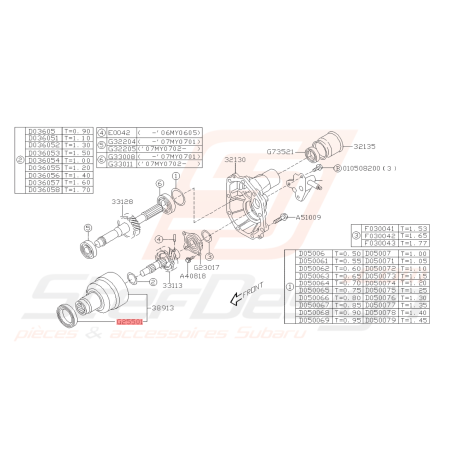 Roulement de boite 5 vitesses Origine Subaru GT 93-00 WRX 01-10 FORESTER 05-0743502