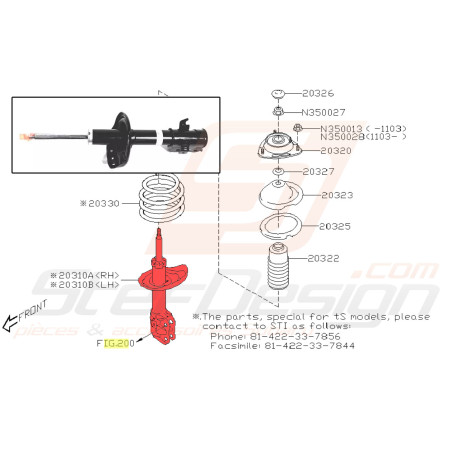 Amortisseur avant pour subaru forester SH5 XS 201243508