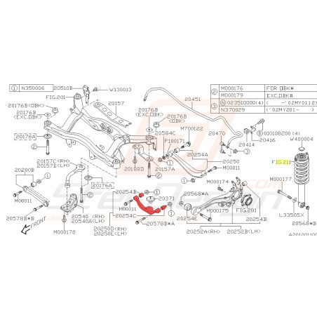 Bras de suspension arrière pour Subaru GL EJ201 200243523