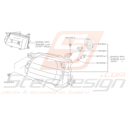 Phare avant origine subaru forester sf5 97-0243555