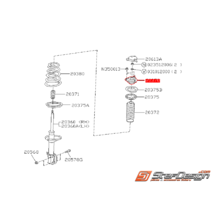 Coupelle d'amortisseur arrière origine SUBARU GT 93-0043706
