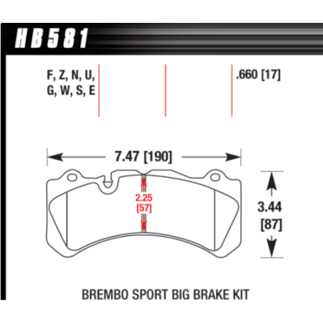 Plaquettes avant HAWK HP + pour étrier 6 pistons S206 / S20743722