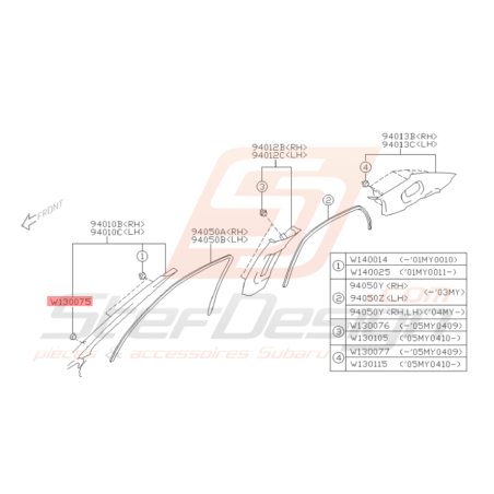 Clip Garniture Intérieure Adaptable pour Subaru WRX STI 01-0744035