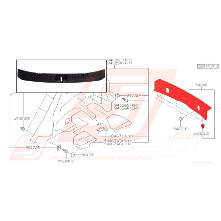 Garniture de coffre pour Subaru XV EJ20B 201344120