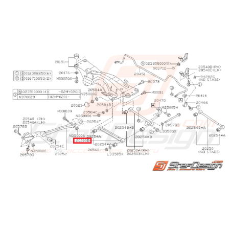 Tirant Arrière Adaptable pour Subaru WRX 2001 - 2004 et 200744130