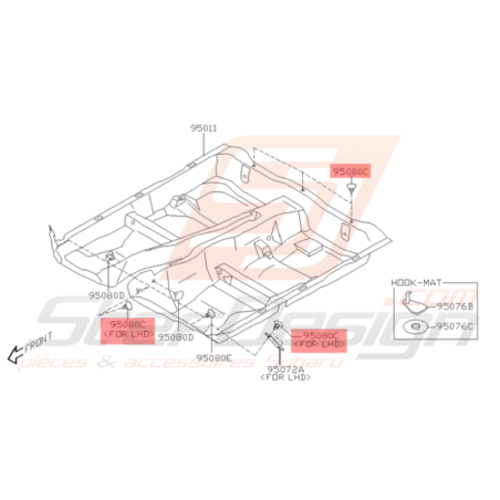 Clip de Moquette Adaptable Noir Subaru GT 12/1997 - 2000 WRX STI 2001 - 200744255