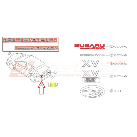 Logo de malle de coffre Subaru AWD pour Subaru XV EJ20B 2012-201344519