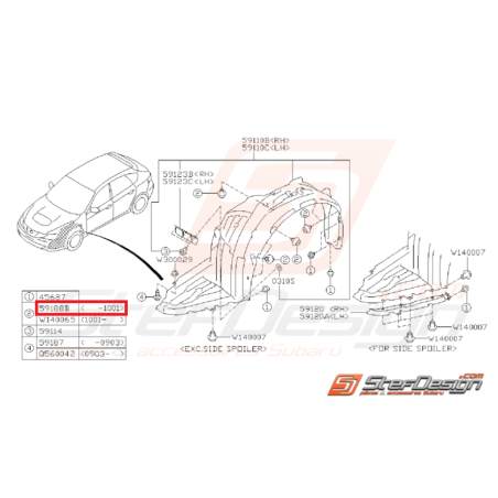 Clip Pare Choc / Passage de Roue Adaptable Subaru44606