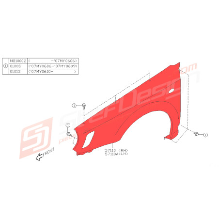 Aile avant pour subaru impreza WRX 2006-2007 break44698