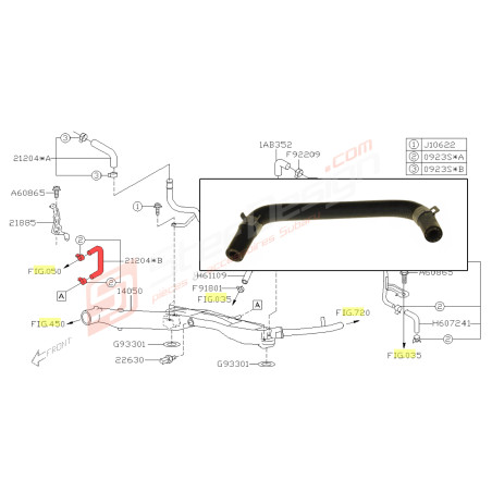 Durite de chauffage pour subaru Forester 2.5 XT du 04/2004 au 05/200544701