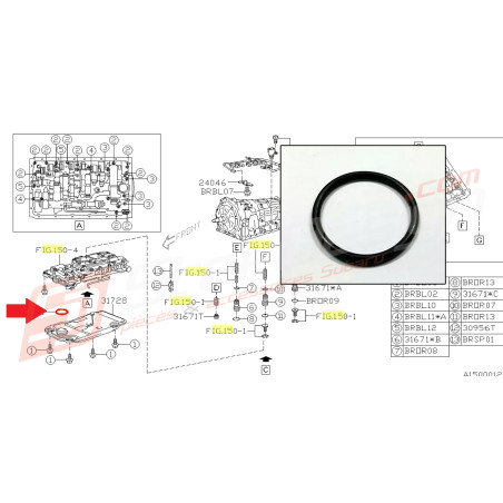 Joint de crépine d'huile boite de vitesses automatique BRZ et GT86 2011 à 202144741