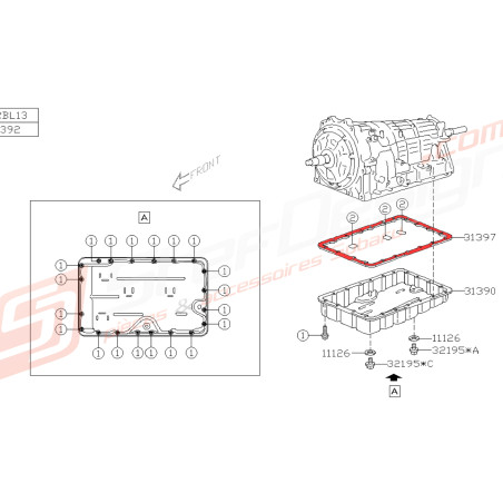 Joint du carter de boite de vitesses pour Subaru BRZ Toyota GT86 2013 à 2014 boite automatique44778
