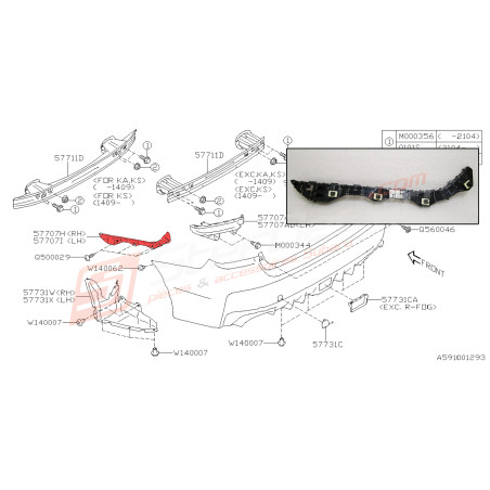 Support de pare choc arrière pour subaru STI 2013 à 201544786