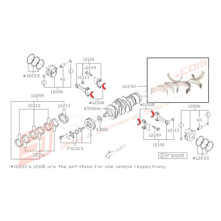Coussinets de bielles pour Subaru Outback 3.0R 03.2005 au 06.200644908