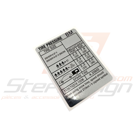 Autocollant Pression Pneumatique pour Subaru GT 97-0044911