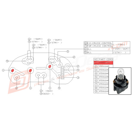 Ampoule de compteur origine n°1 pour Subaru forester SG9 du 04.2004 au 05.200544912