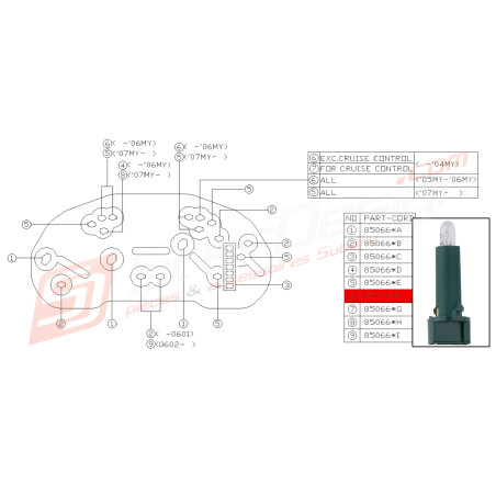 Ampoule de compteur origine n°6 pour Subaru forester SG9 du 04.2004 au 05.200544915