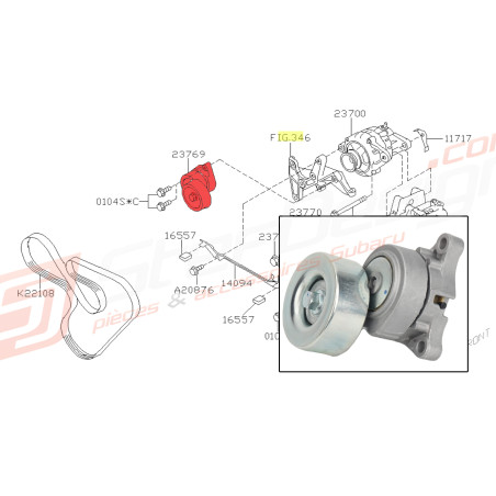 Tendeur de courroie accessoire pour Subaru Outback 3.0R 03.2005 au 06.200644917