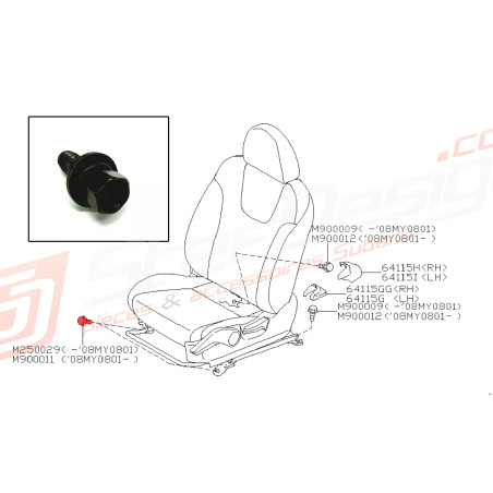 Vis de siège avant pour subaru impreza STI 2012 - 201344921